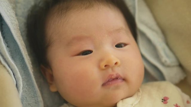 Baby sneezing / Japanese baby in 2 months after birth
