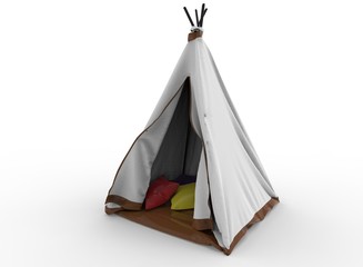 3d illustration of indian tent. white background isolated. icon for game web. © avasylenko