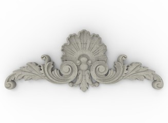 3d illustration of carved decor. white background isolated. icon for game web.