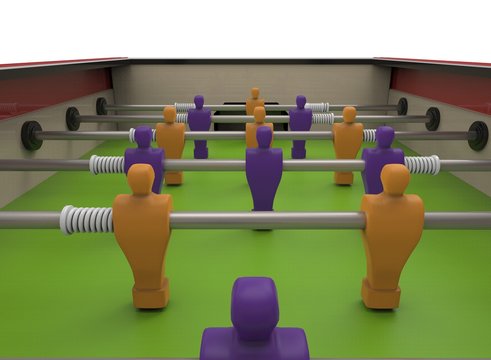 3d illustration of table soccer. white background isolated. icon for game web.