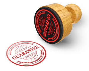 Guarantee red grunge round stamp isolated on white Background