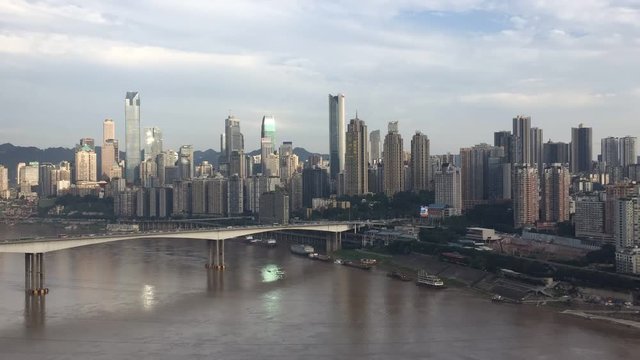 cityscape of chongqing in blue cloud sky