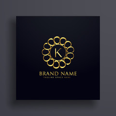 letter K premium golden logo design concept