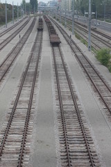 Fototapeta premium wagon auf bahngleise