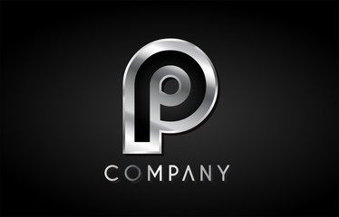 Obraz premium p silver metal alphabet letter icon design