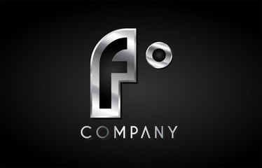 f silver metal alphabet letter icon design