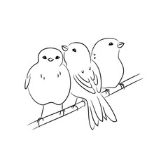 vector black white contour simple illustration of sparrow bird