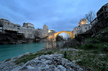 Mostar Bridge at Sunset