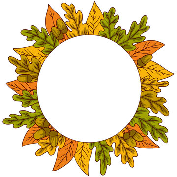 vector  simple illustration of autumn leaves frame