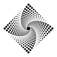 Rhombus Logo Design. Vector illustration of Spiral Monochrome Dots. Easy to Change the Colors. 