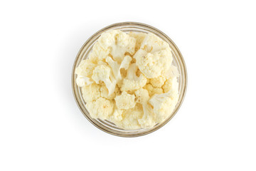 Cauliflower into a glass bowl