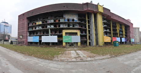 ruined buildings after the bosnian war in cities of bosnia and herzigovina
