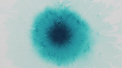 Slow motion turquoise blue ink drop on wet white paper top view - Powered by Adobe