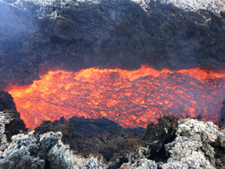 Naklejka premium Effusive Activity at Mount Etna Volcano in italy