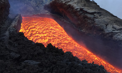 Effusive Activity at Mount Etna Volcano in italy
