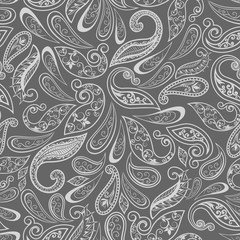 Abstract vintage pattern with decorative flowers, leaves and Paisley pattern in Oriental style.