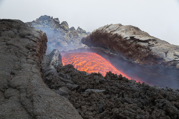 Effusive Activity at Mount Etna Volcano in italy