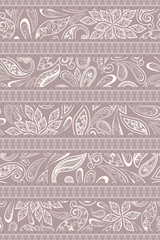 Abstract vintage pattern with decorative flowers, leaves and Paisley pattern in Oriental style.