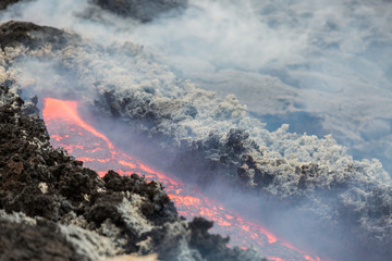 Effusive Activity at Mount Etna Volcano in italy