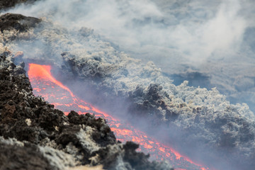 Effusive Activity at Mount Etna Volcano in italy