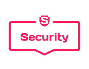 Security template dialog bubble in flat style on white background. Basis with shield icon for various word of plot. Stamp for quotes to cards, banners, labels, notes, blog article. Vector