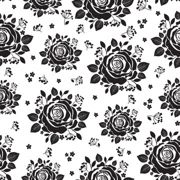 Seamless pattern of roses. Floral background. Vector illustratio
