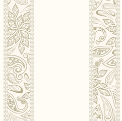 Abstract vintage pattern with decorative flowers, leaves and Paisley pattern in Oriental style.