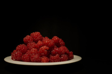 Raspberries on plate