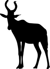 View on the silhouette of a red hartebeest - digitally hand drawn vector illustraion