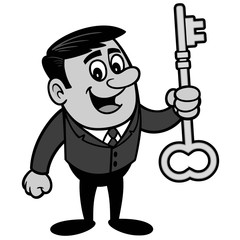 Businessman holding Key Illustration