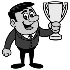 Businessman with Trophy Illustration
