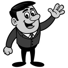 Businessman Waving Illustration