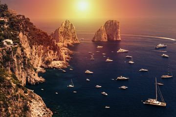 Faraglioni, Capri island, in sunrise light - 169210068