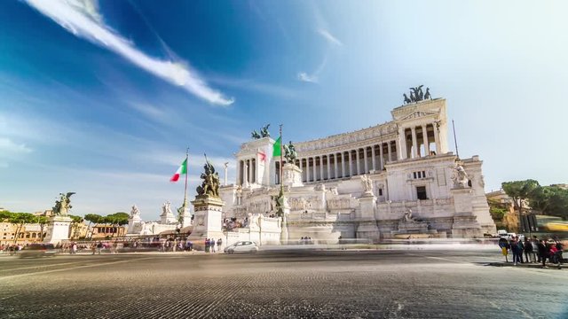 Motion timelapse (hyperlaspe) of Vittoriano (National Monument to Victor Emmanuel II). Rome, Italy. April, 2016.