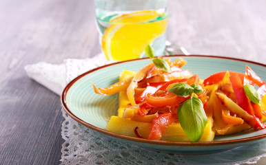 Polenta with roasted mixed bell peppers