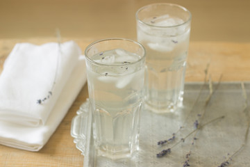 Lavender lemonade, rustic style, selective focus.