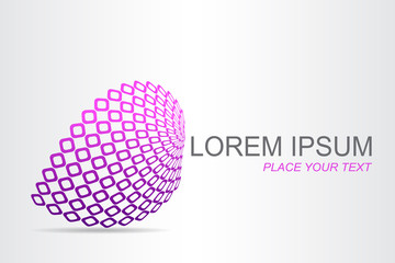 Logo stylized spherical surface with abstract shapes