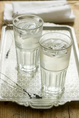 Lavender lemonade, rustic style, selective focus.