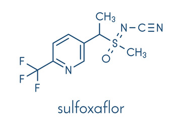 Sulfoxaflor insecticide molecule. Skeletal formula.