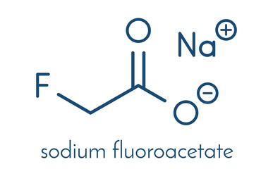 Sodium fluoroacetate pesticide (1080), chemical structure. Skeletal formula.