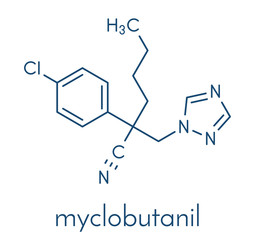 Myclobutanil antifungal molecule (triazole class). Skeletal formula.