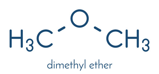 Dimethyl ether (methoxymethane, DME) molecule. Skeletal formula.