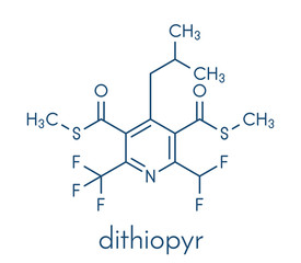 Dithiopyr preemergent herbicide molecule. Skeletal formula.