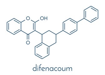 Difenacoum rodenticide molecule (vitamin K antagonist). Skeletal formula.