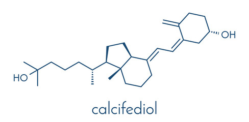 Calcifediol (calcidiol, 25-hydroxyvitamin D) molecule. Blood marker of vitamin D status. Skeletal formula.