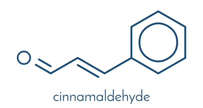 Cinnamaldehyde (cinnamic aldehyde) cinnamon flavor molecule. Skeletal formula.