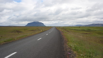 A road going through icelandic nature