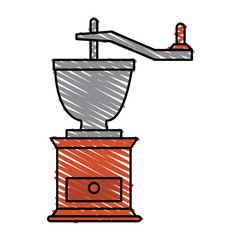 Colorful coffee grinder doodle over white background vector illustration