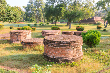 Group of eight stupas in Jetavana monastery, Shravasti, Uttar Pradesh, India