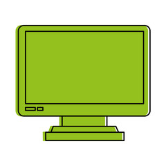 Green monocromatic computer screen design over white background vector illustration